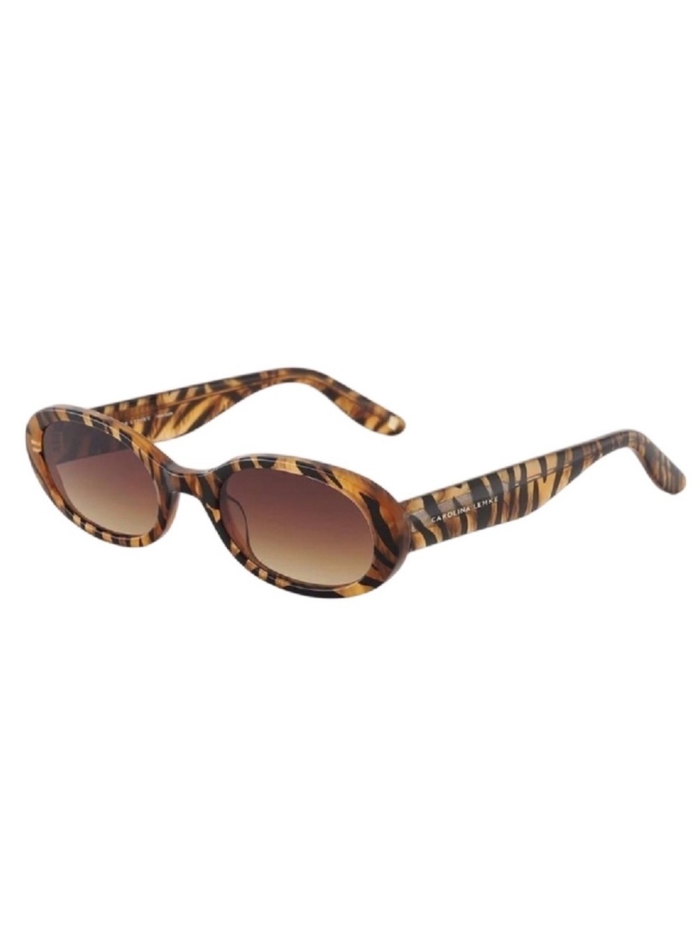 NEW Carolina Lemke Kika Brown Tiger Demi Sunglasses Animal Print Boho Festival